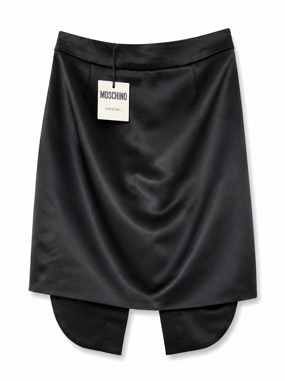 NWT Moschino Black Satin Asymmetric Tuxedo Skirt | $703 MSRP